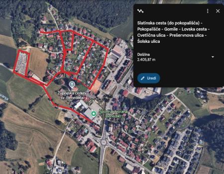 3_CENTER_Slatinska cesta (do pokopališča) - Pokopališče - Gomile - Lovska cesta - Cvetlična ulica - Prešervnova ulica - Šolska ulica